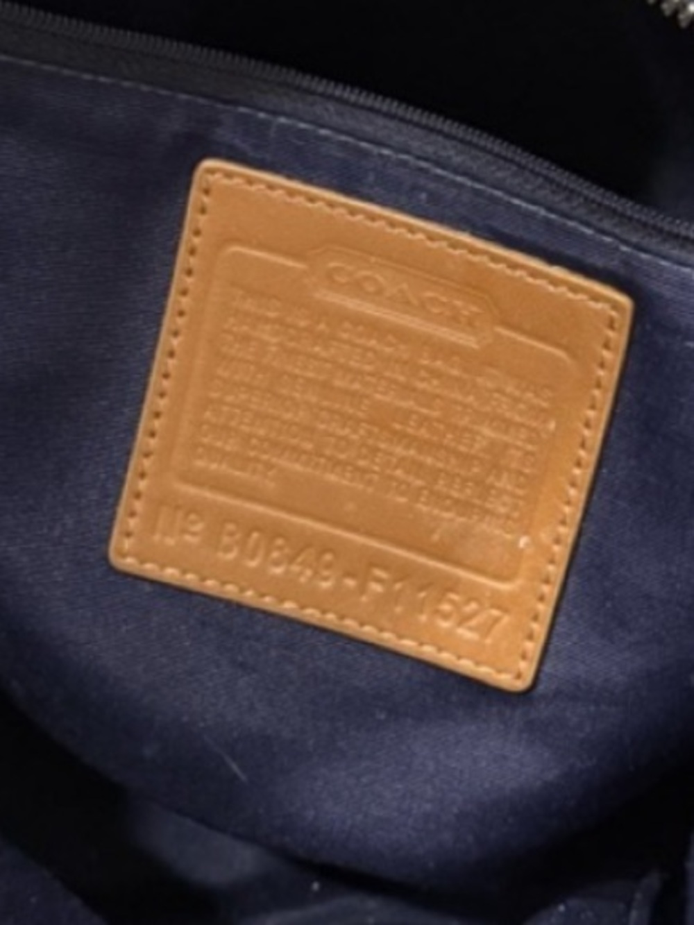 Coach Navy mini Cc Canvas Shoulder Tote with British Tan Leather Trim - Picture 2 of 6